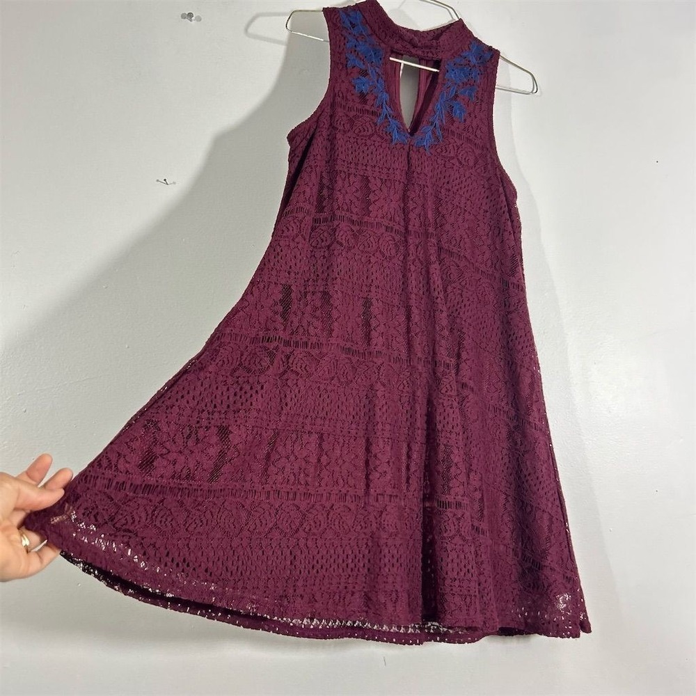 Alya Women's‎ S Burgundy Red Lace Swing Dress Party Cocktail Sleeveless